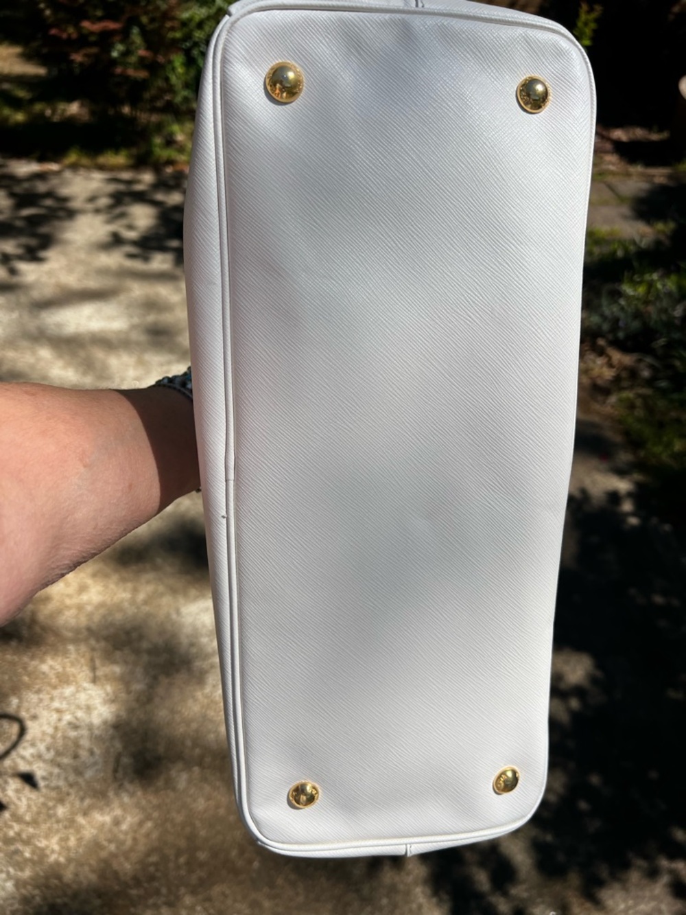 Prada White Saffiano Leather Double-Zip Satchel Tote - Picture 7 of 17